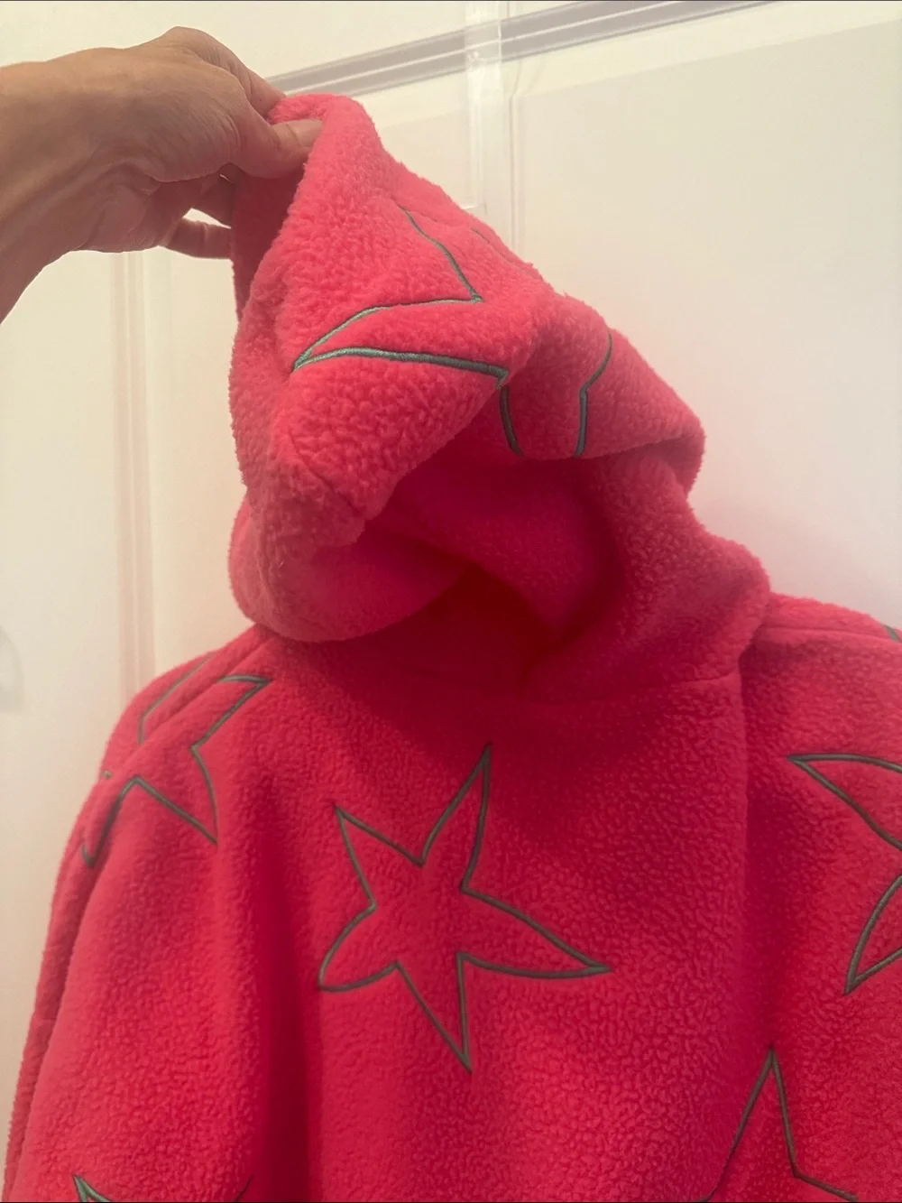 EASEL Red Fleece Star Hoodie SZ SM